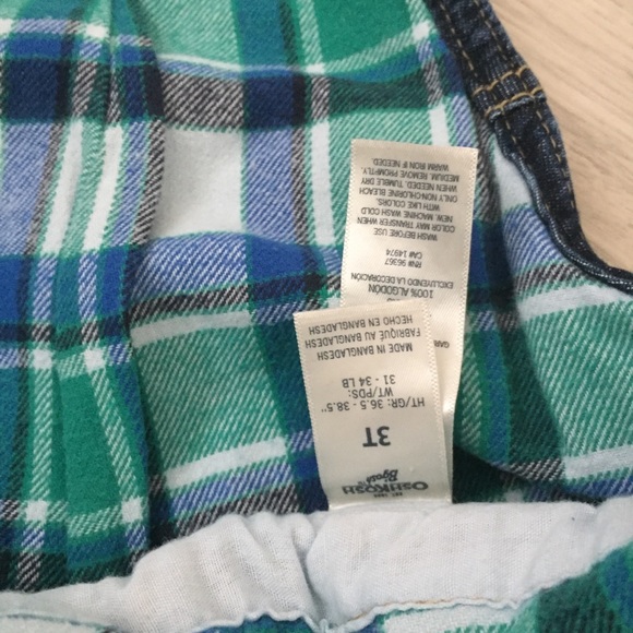 OshKosh B’gosh Flannel Lined Jean Overall Bibs, 3T - Picture 6 of 7